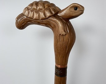 Sköldpaddspromenadkäpp Ergonomisk träkäpp Promenadkäppar för män Käpp för kvinnor Anpassad träkäpp Cool promenadkäpp Konst för promenadkäpp