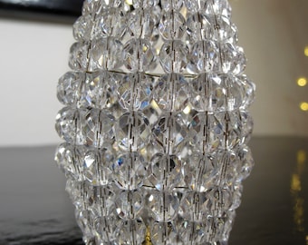Small Faceted Glass Beaded Light Bulb Cover, Chandelier Shade, Sconce Shade, Candelabra Shade, Shabby Chic Lamp Shade Small Faceted Glass Beaded Light Bulb Cover, Chandelier Shade, Sconce Shade, Candelabra Shade, Shabby Chic Lamp Shade