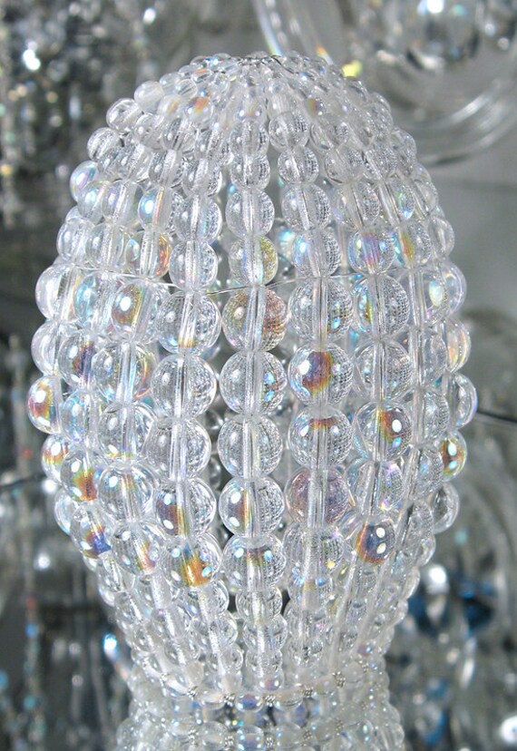 Medium Torpedo Beaded Light Bulb Cover Iridescent Glass Lamp Shade Sconce Shade Pendant Light Shade Chandelier Shade Ceiling Fan Shade