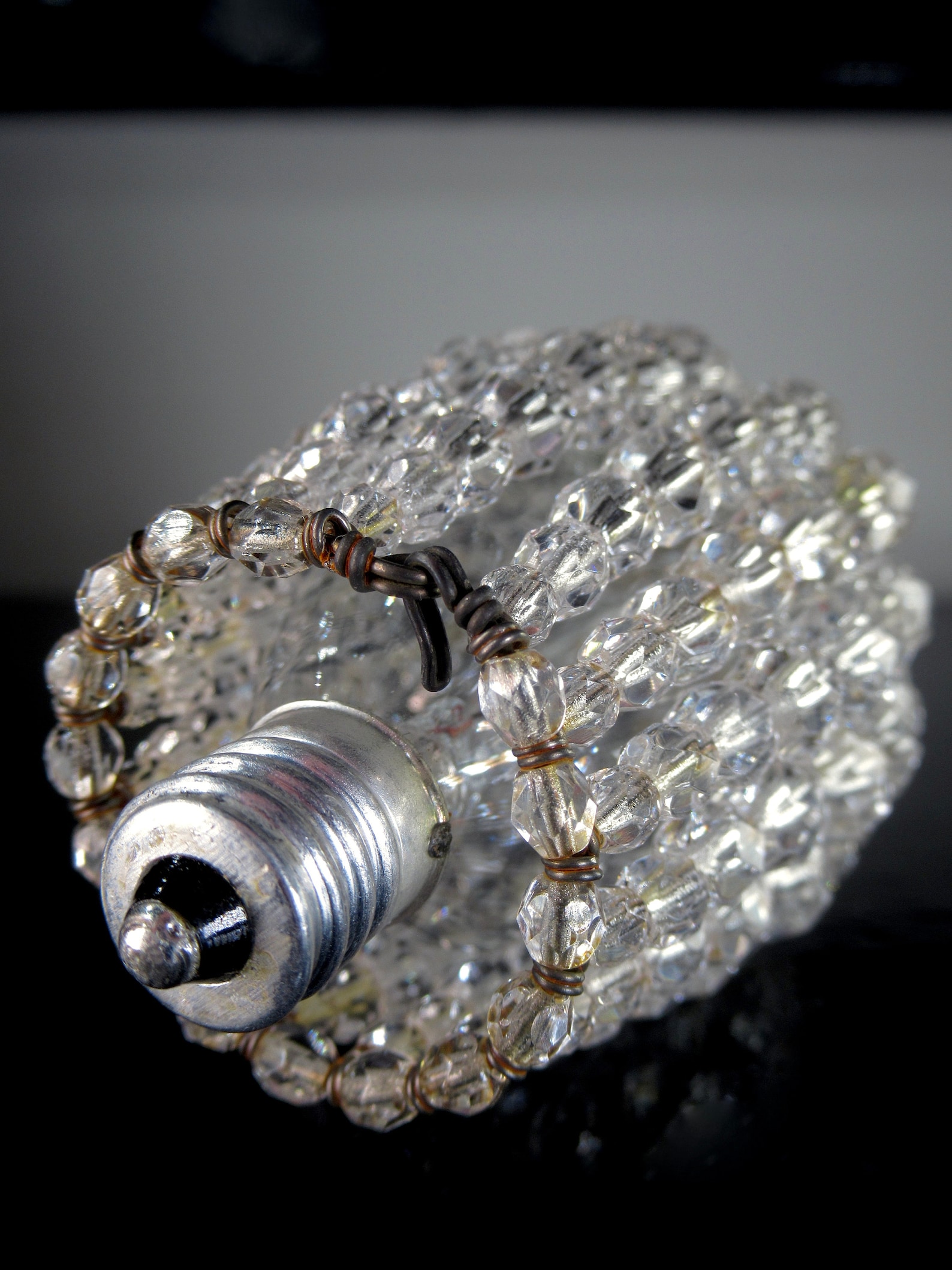 Small Rustic Glass Beaded Light Bulb Cover Antique Rustic Etsy