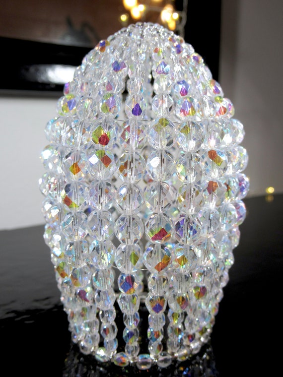 Medium Beaded Light Bulb Cover Iridescent Glass Lampshade Medium Beaded Light Bulb Cover, Glass Light Covers For Ceiling Fans