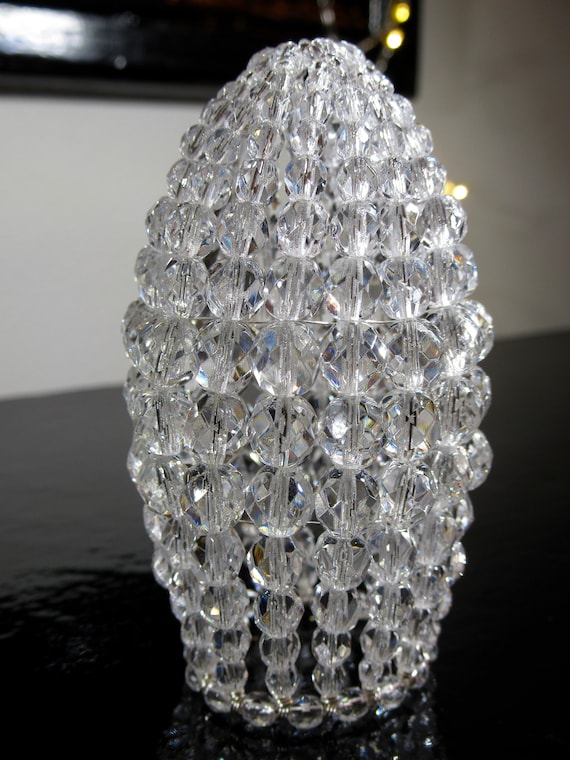 Small Faceted Glass Beaded Light Bulb Cover, Chandelier Shade, Sconce Shade, Candelabra Shade, Shabby Chic Lamp Shade Small Faceted Glass Beaded Light Bulb Cover, Chandelier Shade, Sconce Shade, Candelabra Shade, Shabby Chic Lamp Shade