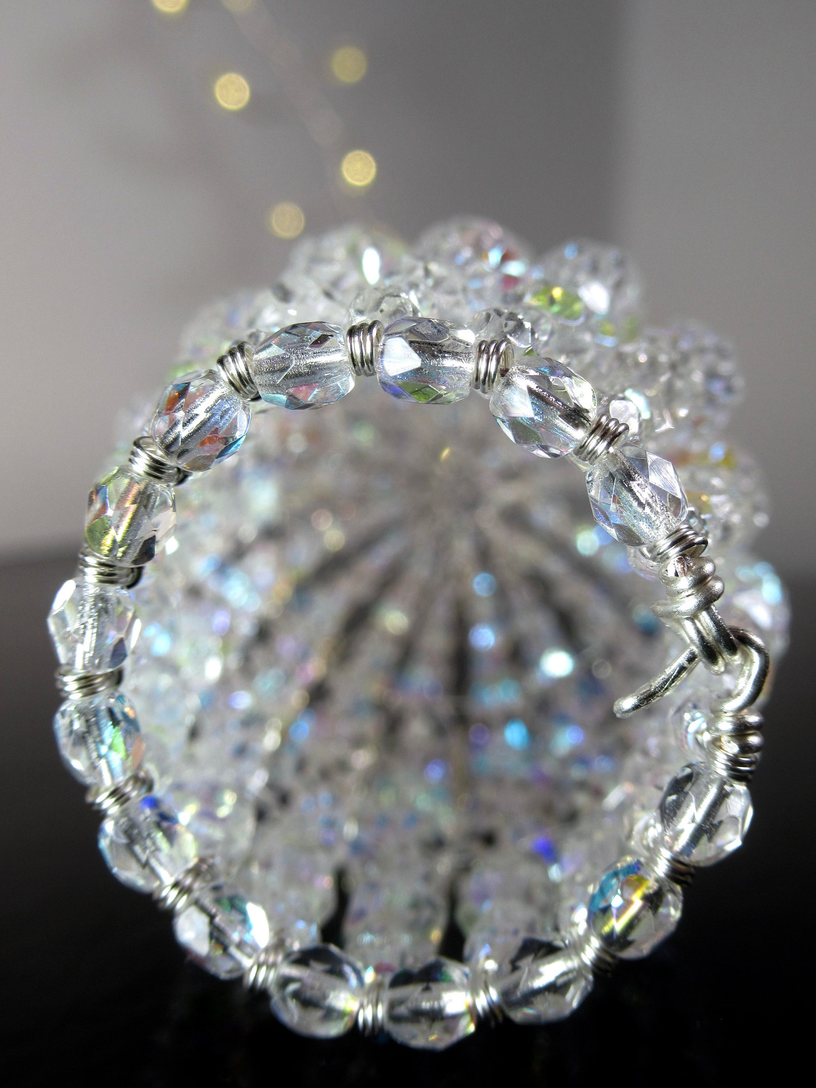 Small Beaded Chandelier Light Bulb Cover Iridescent Faceted Etsy