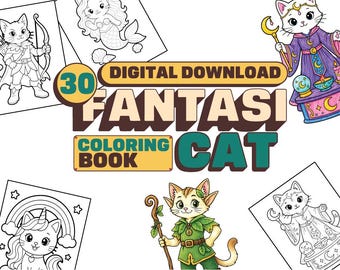 30 Fantasy Cat Coloring Pages | Magical Kitty Designs (Digital Download)