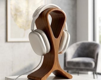 Soporte para auriculares, soporte de madera de sheesham, soporte de auriculares de madera hecho a mano, organizador de escritorio minimalista