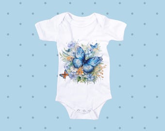 Blue Butterfly Watercolor PNG File Shirt Design T-shirt Print High Resolution
