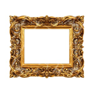 Digital Download - Antique Gold Baroque Picture Frame - Ornate Rectangular Vintage Frame - Elegant Classic Wall Decor