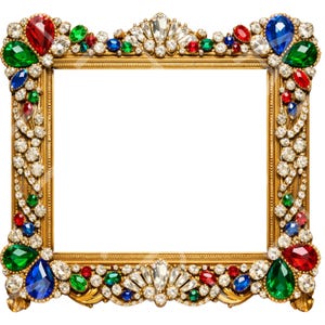 Vibrant Jeweled Baroque Frame | Colorful Gemstone Gold Picture Frame | Red Green Blue Crystals | Square Digital Print | Instant Download