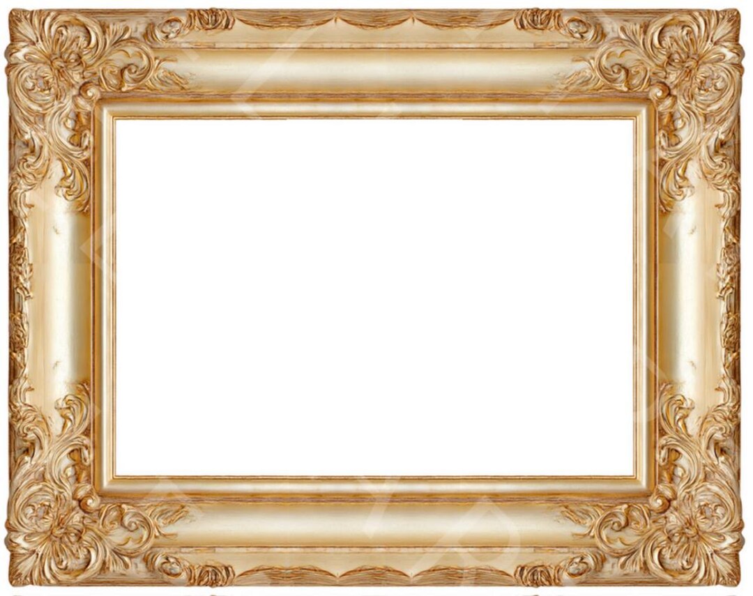 Golden Rococo Rectangle Frame With Lavish Scrolls | Vintage Baroque PNG ...