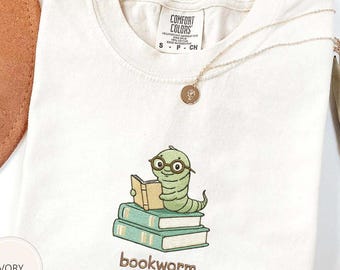 Comfort Colors® Funny Embroidered Bookworm Shirt, Cozy Reader Sweatshirt, Book Lover Tee, Cute Reading Lover, Literary Humor Shirt