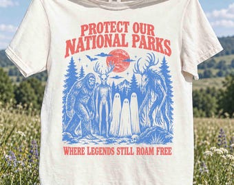 Cryptid National Parks Shirt, Vintage Camping Tee, Comfort Colors® Retro Hiking Bigfoot Gift