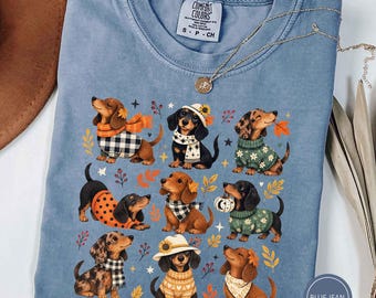 Funny Dachshund Halloween Shirt, Comfort Colors® Fall Tee for Dog Lover, Cute Pet Owner Gift