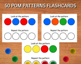 Pom Pom Pattern Cards | Montessori Color Sorting (PDF)