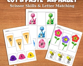 Alphabet Scissor Skills Activity | Cut & Paste Letter Matching (PDF Pattern)
