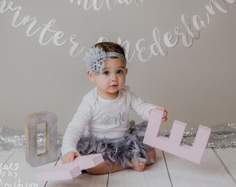 Winter Onederland 1st Birthday, 1st Birthday Girl Outfit, Snowflake Birthday, Gray and Silver Birthday Outfit, Winter Cake Smash Outfit