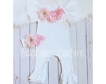 Newborn Girl Coming Home Outfit, Newborn Girl Take Home Outfit, Newborn Ruffle Romper, Baby Ruffle Romper, Newborn Photo Outfit, Sip & See