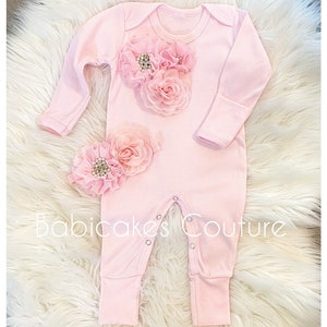 Newborn Girl Take Home Outfit, Coming Home Outfit, Pink Baby Romper, Pink Romper, Sip and See Outfit, Baby Shower Gift, Baby Girl Clothes