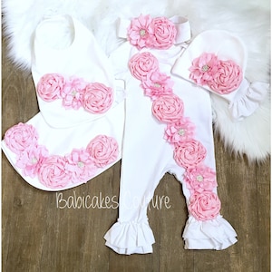 As worn by Kate Hudson&#39;s Baby Rani Rose! Newborn Girl Take Home Outfit, Coming Home Outfit, Baby Romper, Ruffle Romper, Couture Baby Layette