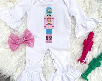 Nutcracker Sequin Ruffle Romper, Baby's First Xmas, Holiday Outfit