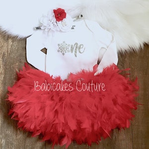 Winter Onederland 1st Birthday, 1st Birthday Girl Outfit, Snowflake Birthday, Red and Silver Birthday Outfit, Winter Cake Smash Outfit