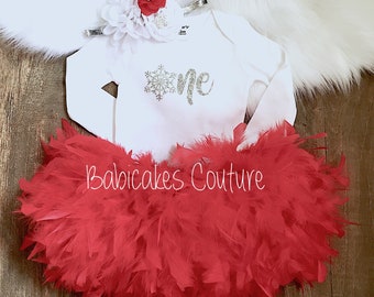 Winter Onederland 1st Birthday, 1st Birthday Girl Outfit, Snowflake Birthday, Red and Silver Birthday Outfit, Winter Cake Smash Outfit