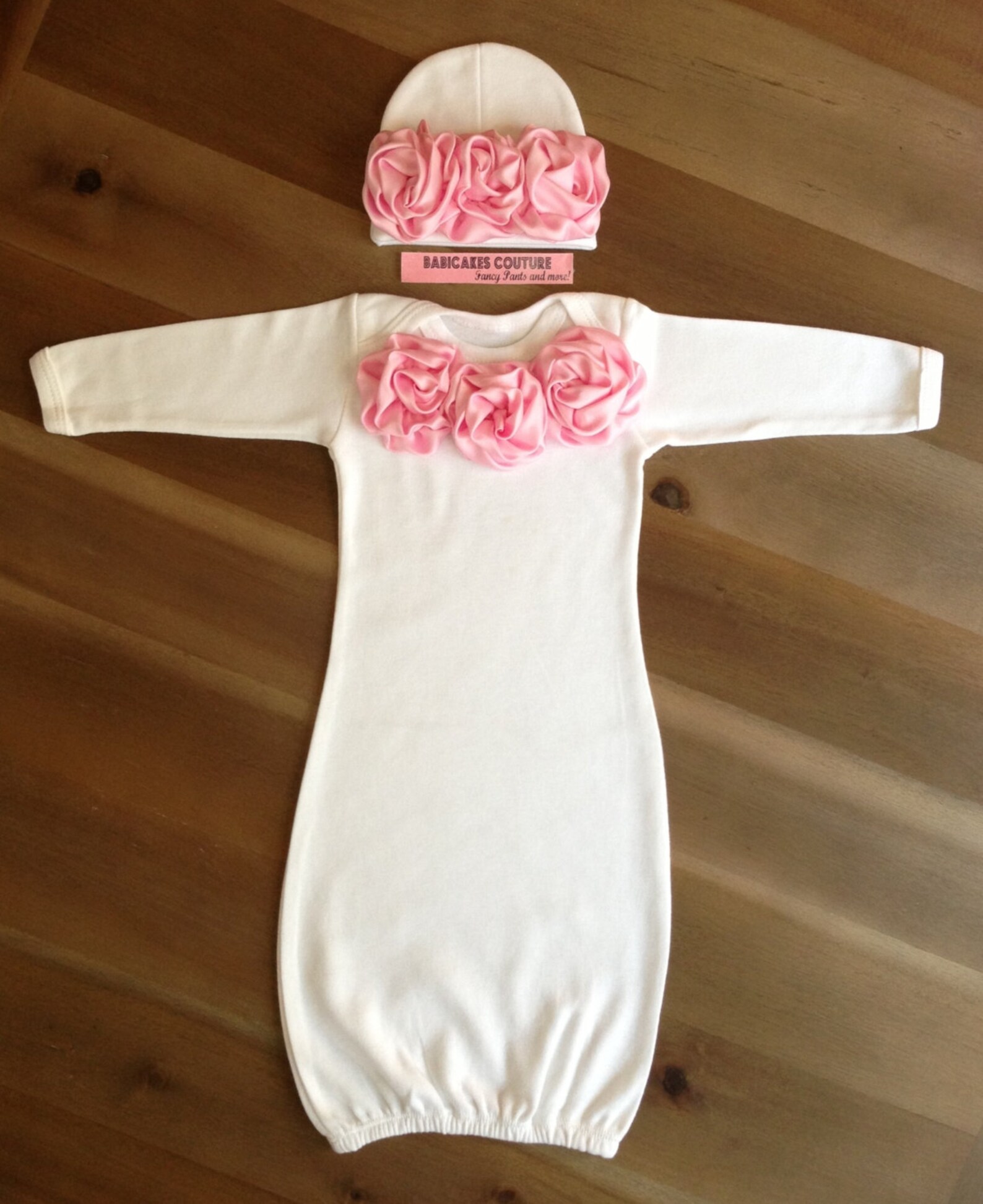 Newborn Girl Take Home Outfit Pink and White Baby Gown Etsy