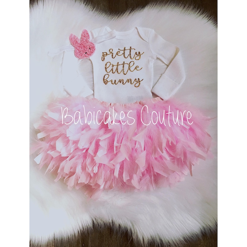 Newborn Easter Bunny Outfit Babys 1st Easter Outfit Pretty Little Bunny Feather Easter Dress Easter Photo Outfit Feather Bunny Outfit