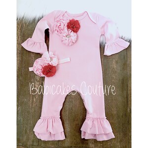 Newborn Girl Valentine Outfit, Babys 1st Valentine, Pink Ruffle Romper, Take Home Outfit, Pink Baby Outfit, Coming Home Outfit, Cupid Baby