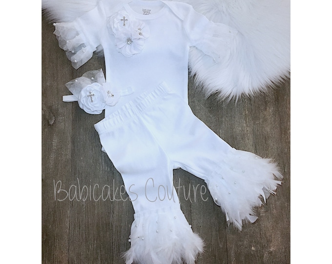 After Christening Outfit, Christening Ruffle Romper, Bodysuit
