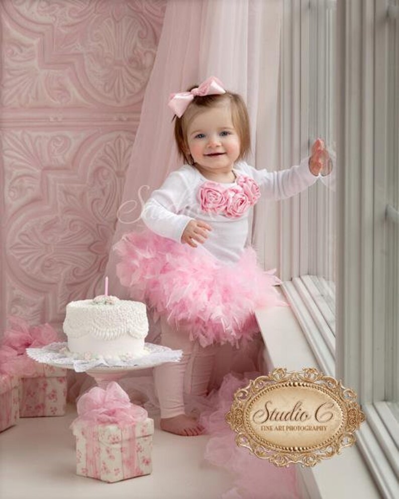 Feather Skirt Pink Feather Bloomer /& Headband Set 1st Birthday Feather Outfit 1st Birthday Girl Outfit Cake Smash Outfit Feather Tutu