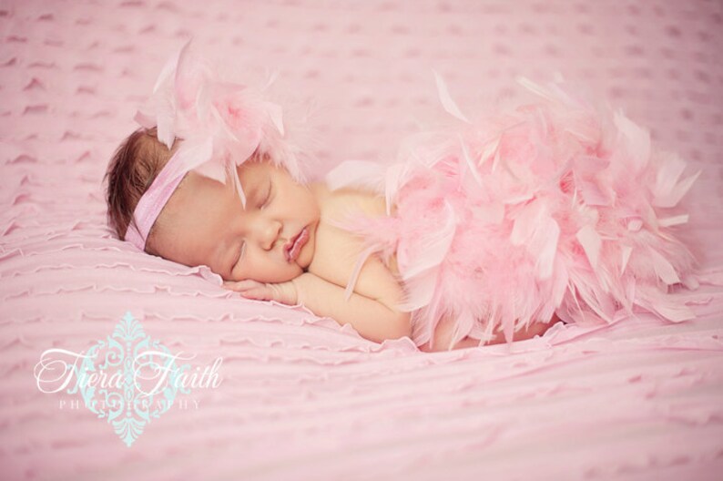 Newborn Baby Girl ORIGINAL Feather Bloomer & Headband Set Etsy