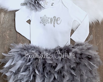 Winter Onederland 1st Birthday, 1st Birthday Girl Outfit, Snowflake Birthday, Gray and Silver Birthday Outfit, Winter Cake Smash Outfit