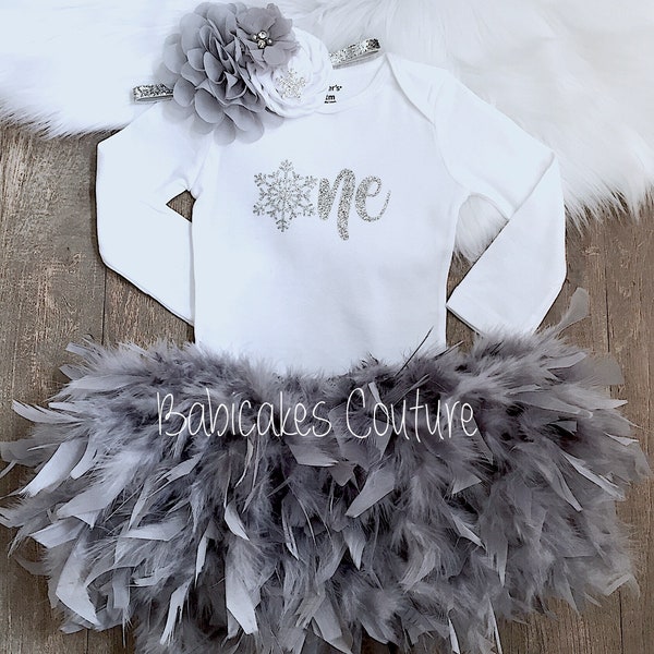 Winter Onederland 1st Birthday, 1st Birthday Girl Outfit, Snowflake Birthday, Gray and Silver Birthday Outfit, Winter Cake Smash Outfit