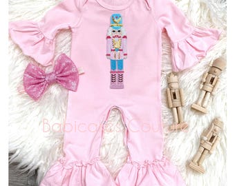 Nutcracker Sequin Ruffle Romper: Baby's First Xmas Outfit