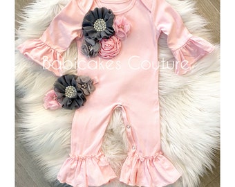 Newborn Girl Take Home Outfit, Coming Home Outfit, Pink Baby Romper, Pink Ruffle Romper, Sip & See Outfit, New Baby Outfit Cute Baby Clothes