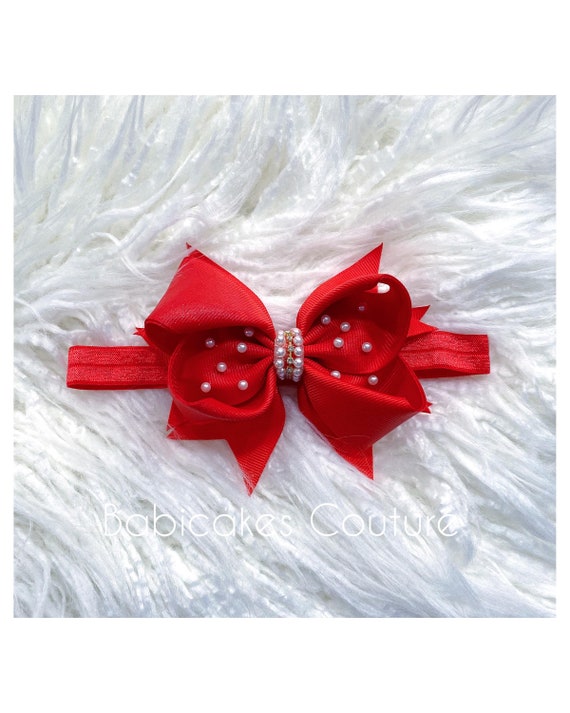 Red Knotted Headband with Silver Bow Accents Amazon.com: Kilener Red Bow Headband with Big Bowknot - Hair  main image 2