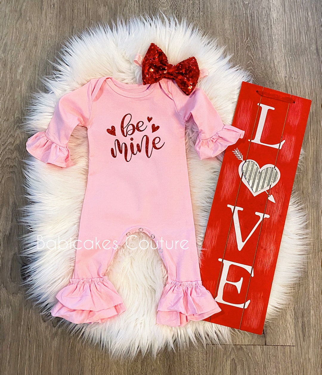 Newborn Girl Valentine Outfit, Be Mine Outfit, Babys 1st Valentine