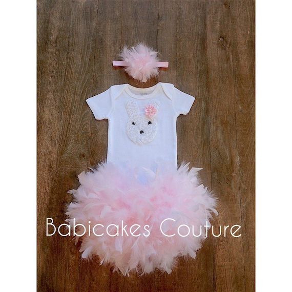 Bunny Bodysuit Feather Easter Bunny Outfit Feather Diaper Cover Egg Hunt Easter Feather Bloomer 1st Easter Outfit Rainbow Easter Outfit