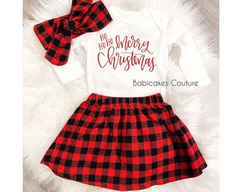 Babys 1st Christmas Outfit, Red Plaid Christmas Baby Outfit, Red Buffalo Plaid Baby Outfit, Christmas Baby Outfit, Buffalo Plaid Baby Dress