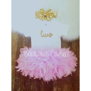 Feather Skirt Pink Feather Bloomer /& Headband Set 1st Birthday Feather Outfit 1st Birthday Girl Outfit Cake Smash Outfit Feather Tutu