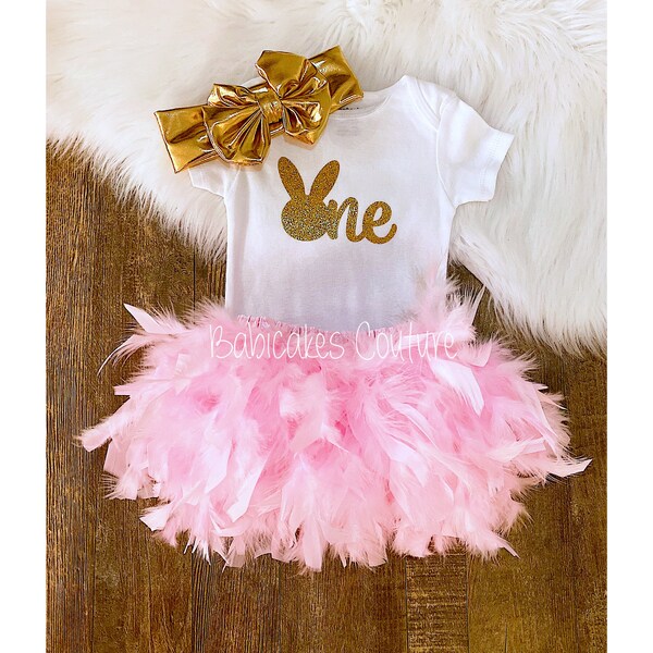 Some bunny is One Birthday Outfit, Bunny Birthday Outfit, 1st Birthday Bunny, Feather Tutu Bunny Outfit, Easter 1st Birthday Outfit, Bunny 1