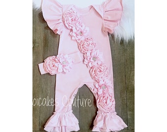 As worn by Kate Hudson Baby Rani Rose! Newborn Girl Take Home Outfit, Coming Home Outfit, Baby Ruffle Romper, Pink Ruffle Romper, Romper