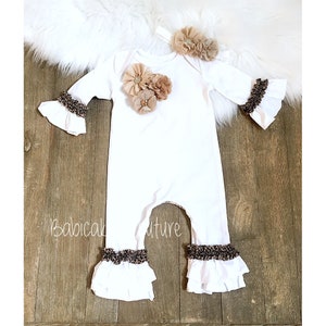 Newborn Girl Coming Home Outfit, Fall Baby Outfit, Newborn Take Home Outfit, Leopard Ruffle Romper, Thanksgiving Baby, Leopard Baby Romper