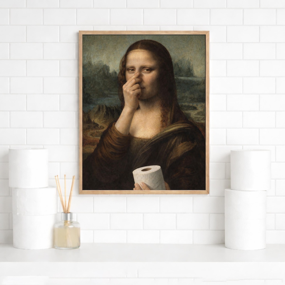 Printable Mona Lisa Toilet Art, Funny Bathroom Wall Art for Digital ...
