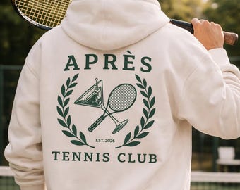 Tennishoodie in Après Club-stijl – vintage print op de achterkant, uniseks tennissweater