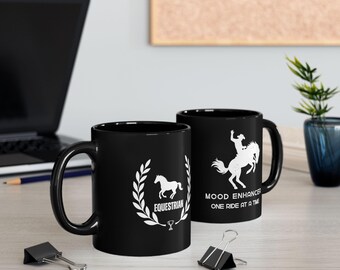 Horse Coffee Mug Black, "Wisdom" Inspirational Quote, Horse Lover Gift