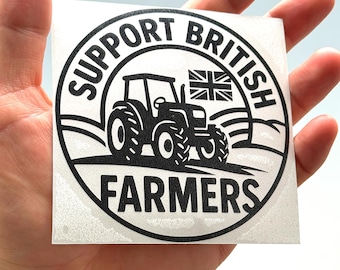 Support British Farmers Vinyl Decal: Tractor Union Jack, Handmade in UK