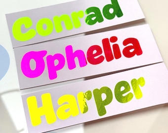 Personalised Name Vinyl Sticker - Custom Fluorescent Name Decal - Playful, Easy to Read Font