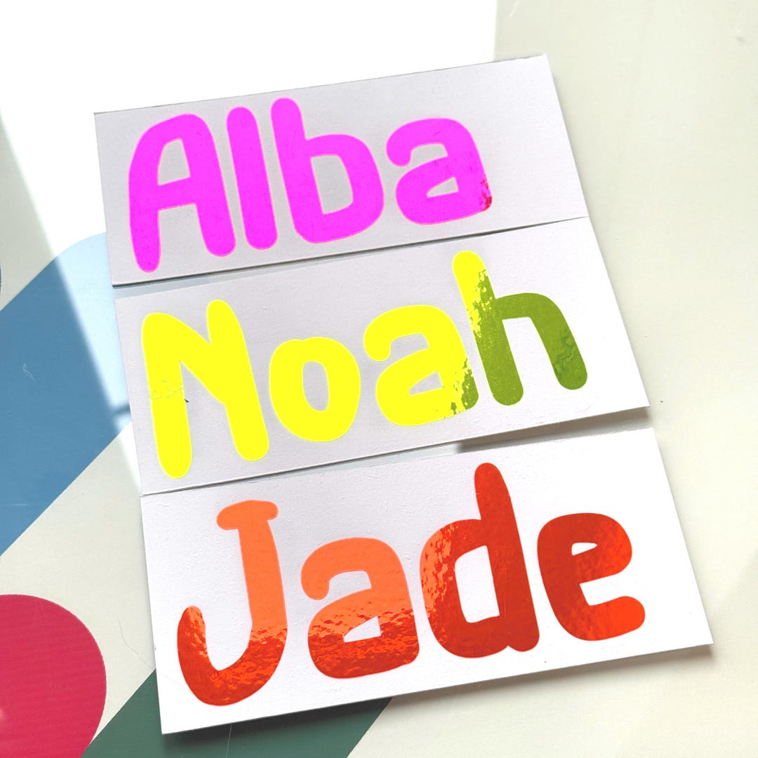 Custom Name Vinyl Sticker - Personalised Fluorescent Name Decal - Etsy