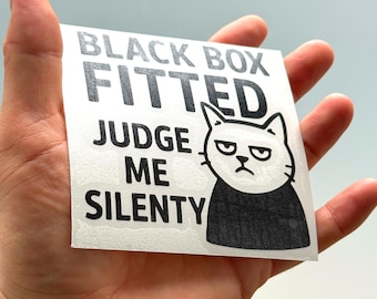 Black Box Fitted Cat Vinyl Sticker - Funny Car Decal